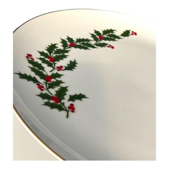 Vintage Christmas Pedestal Cake Plate | Holly & Berry Design | Made in Japan | 1 - Picture 2 of 4